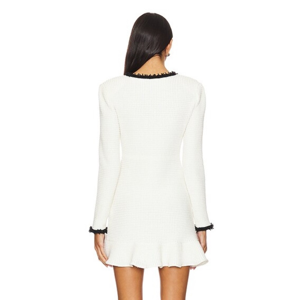 Self Portrait Pearl Trim Knit Mini Dress in White (Size M) - Picture 3 of 4